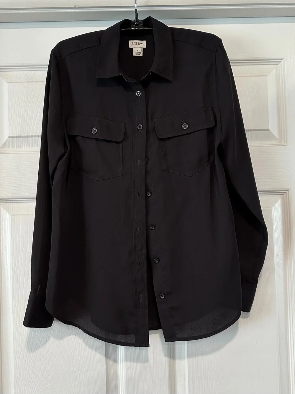 J. Crew Black Lightweight Poly Button-Up Blouse #J01